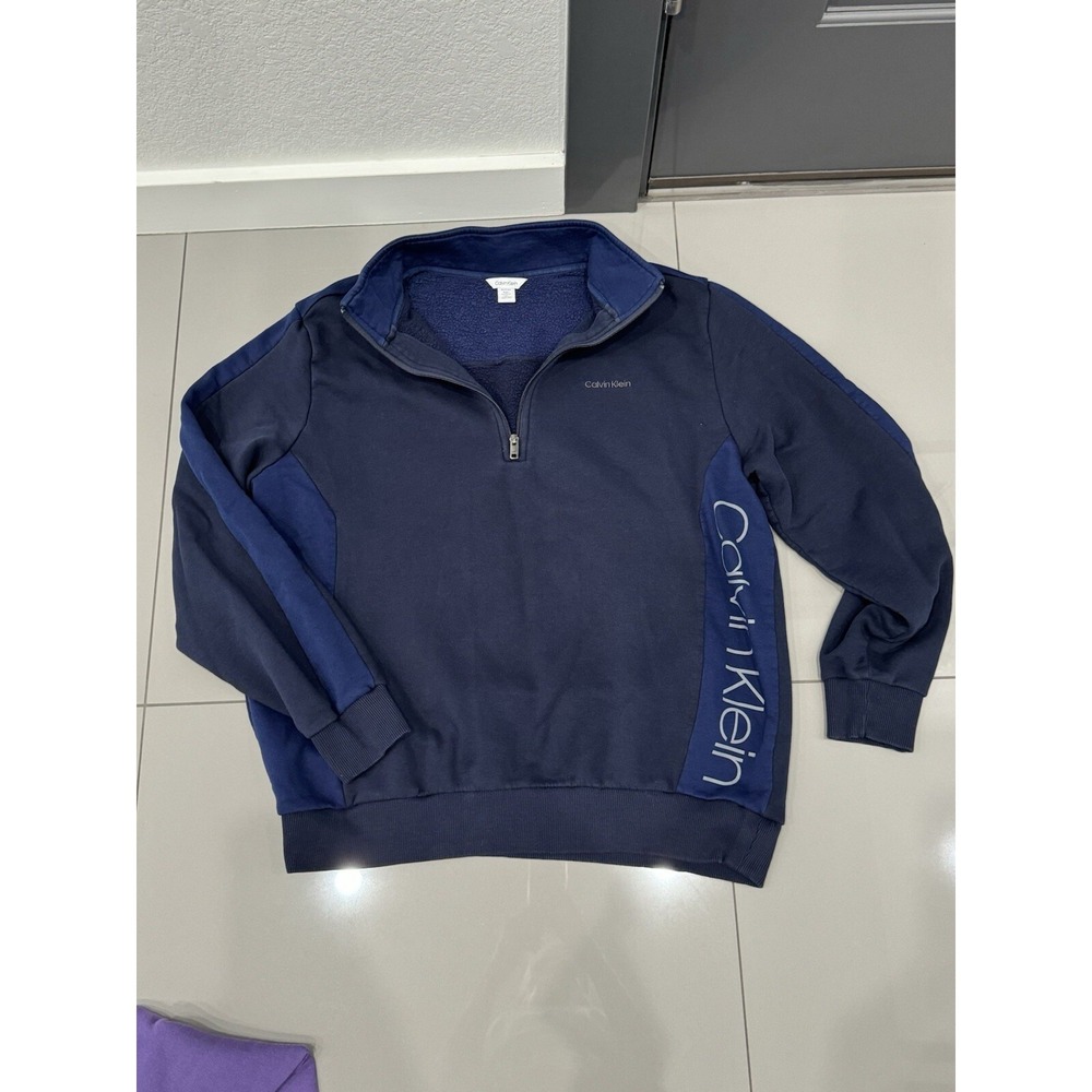 Calvin Klein Mens Sweatshirt XL Blue Logo Sweater